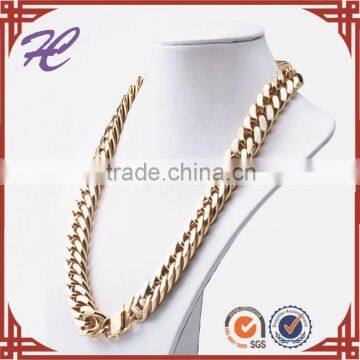 Wholesale 22mm wide large stainless steel 14k 18k yellow gold plated curb necklace chain