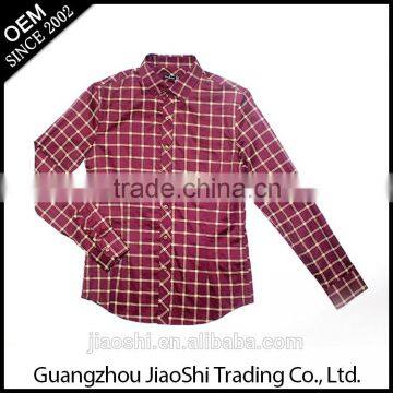 2016 oem made new design fashion men's blouse red lattice long sleeve casual t-shirts wholesale custom manufacturers in china