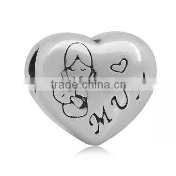 Wholesale 14 Styles 11*12mm 316L Stainless Steel Family Charms Heart Shape European Beads DIY Jewelry Findings SEB-LG136