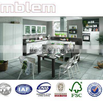 Amblem modern white lacquer door and grainwood melamine kitchen cabinets(1 year warranty)