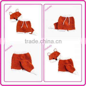 2015 hot selling crochet animal hat and pants costume set for baby photo props