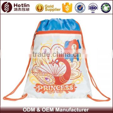 Front Zipper Pocket Small Drawstring Bag