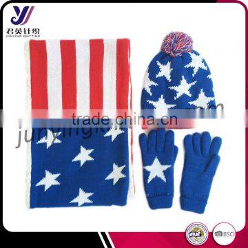 Customized Logo Promotional knitting scarf hat glove sets factory sales (can be customized)