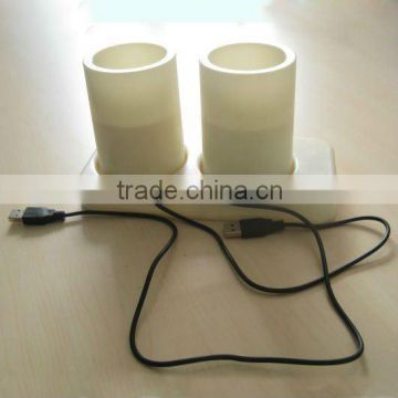 wireless rechargeable led plastic candle with USB wire