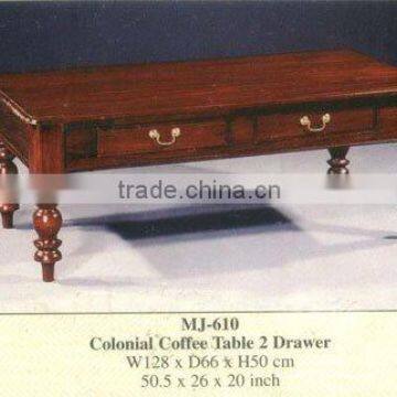 Colonial Coffee Table 2 Drawer Mahogany Indoor Furniture.