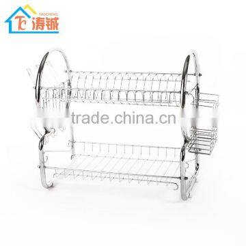 Home Decoration Kitchen Plate Rack 2 Tiers With Plastic Tray photo-3