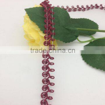 burgundy rosebud chain gimp polyester flower braid trim lace