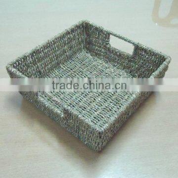 Cut-out handles square grass basket