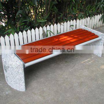 Outdoor concrete bench for park stone and wood bench