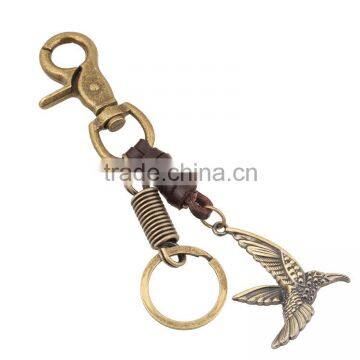 new fashion metal genuine leather custom eagle keyring keychain