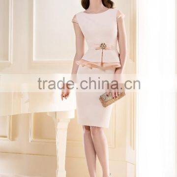 Vintage Satin Organza Cap Sleeve Knee-length suit Mother Of The Bride Dress 2015(MOTB-001)