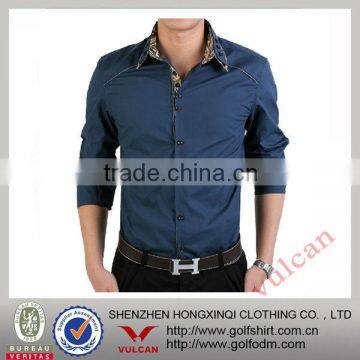 Navy blue trimmed blending men shirts