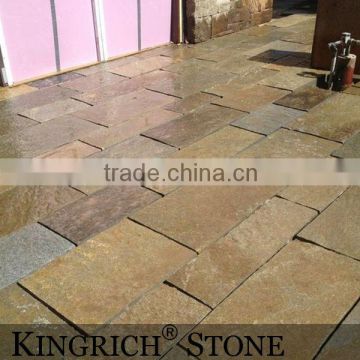 Rusty paving stone yellow slate stone