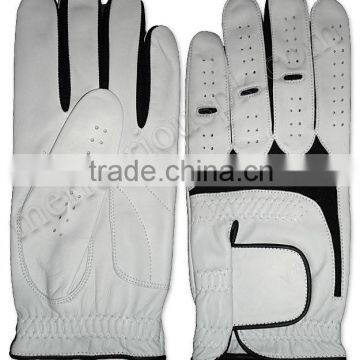 White Black Cabretta Leather Golf Gloves