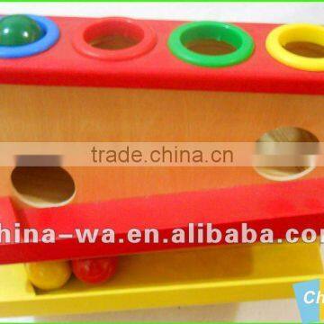 wooden hammer and balls sliding racetrack toy set