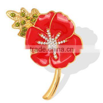 Wholesale Red Ruby Poppy Brooch