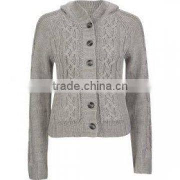 women's lambswool cable knitting cardigan sweater