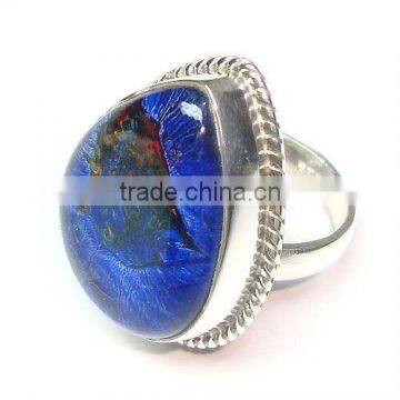 Fashion ring jewelry dichroic glass rings 925 silver