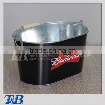 Metal Ice bucket with bottle opener and wooden handle