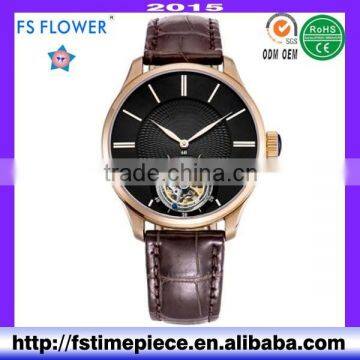 FS FLOWER - Chinese Toubillon Movt Mens High Quality Leather Strap Mechanical Watches