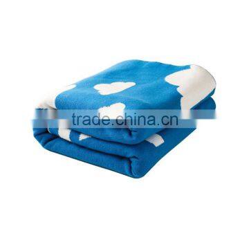 Blue ECO Friendly Light Weight Reversible Cotton Baby Knit Blanket