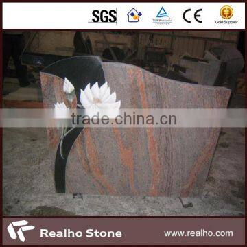 European Funeral Red Granite Monument With Angel / Flower Design photo-3