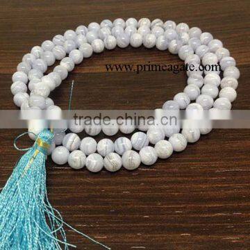 Blue lace Agate Jap mala | 108 Beads mala For Sale | Semiprecious Beads