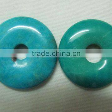 20mm natural turquoise donut shaped pendant