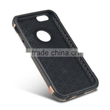 Lichi Texture Hybird TPU+PC Armor Case for IPhone 6 6s 6 Plus 6s Plus Samsung s7 S7edge 2 in 1 Electroplating Cases