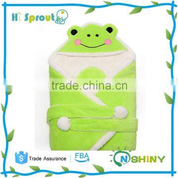 Bright Green and Frog Baby Wool Swaddle