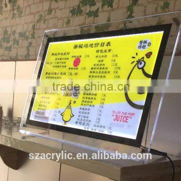 acrylic led light box led lighting menu frame food price list frame desktop