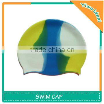 Rainbow Silicone Ear Womens Waterproof Swim Caps