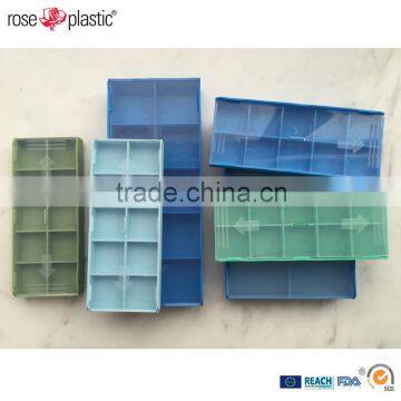 Plastic transparent or colored carbide inserts packaging box with quick press closure of lid Insert Box IB