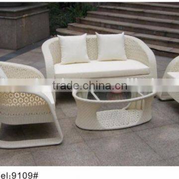 Rattan furniture outdoor flower weave pattern wicker sofa set with cushion