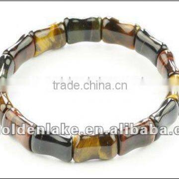 Tiger Eye Gemstone Bamboo Style Bracelets