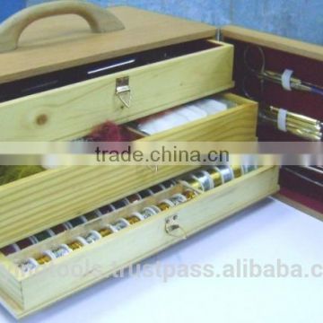 Fly Tying Tools Kit for Fly Fishing in Wooden Box with Drawers