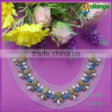 2015 wholesale fashion crystal beaded collar neck trim for garment accessory