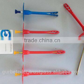 Nylon plastic cap nail anchor with metal or plastic nail