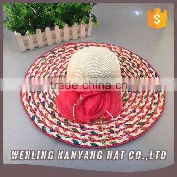 Nice Women Wide Large Brim Sombrero Beach Sun Hat Floral Decoration