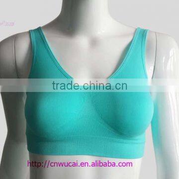 seamless sports bra yoga bra genie bra with no pads light blue