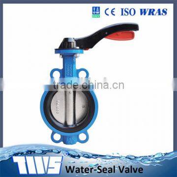 Soft Sealing DN 150 PN10 CF8 Body Handle Lever Wafer Butterfly Valves