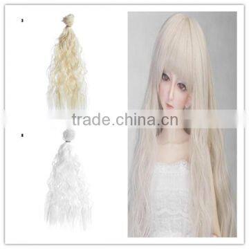 White Curly Wavy Hairpiece Hair Extension for Diy Doll Wig