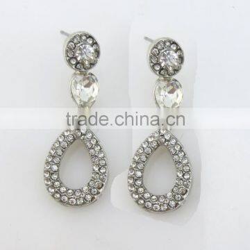 Temperament rhinestone teardrop shape wedding princess earring