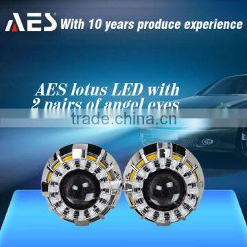 2014 Newest AES-G7 HID bixenon lens car projector headlight with Lotus LED angel eyes