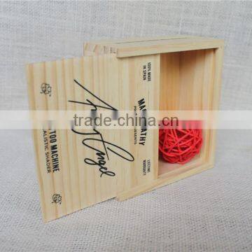 Silk screen handmade solid wood jewelry display box with slide lid