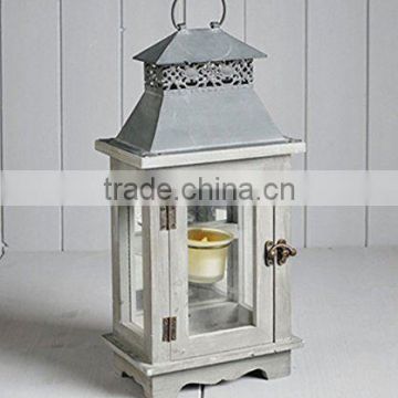 Decorative Wooden lantern with Metal Top | Outdoor candle lantern