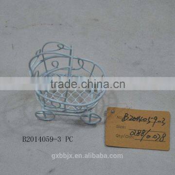 Handmade Metal Wire Miniature Baby Carriage Basket photo-5
