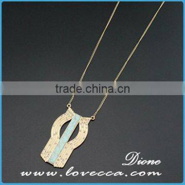 Fashion Metal Gold Plated Fake And Gold Plated Gemstone Europe Turquoise Necklace photo-3