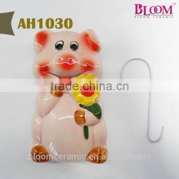 Ceramic Humidifier Pig Shaped With Metal "S" Hook photo-2