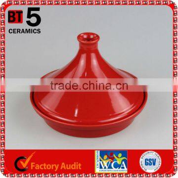 10"red color ceramic cooker stoneware tagine set